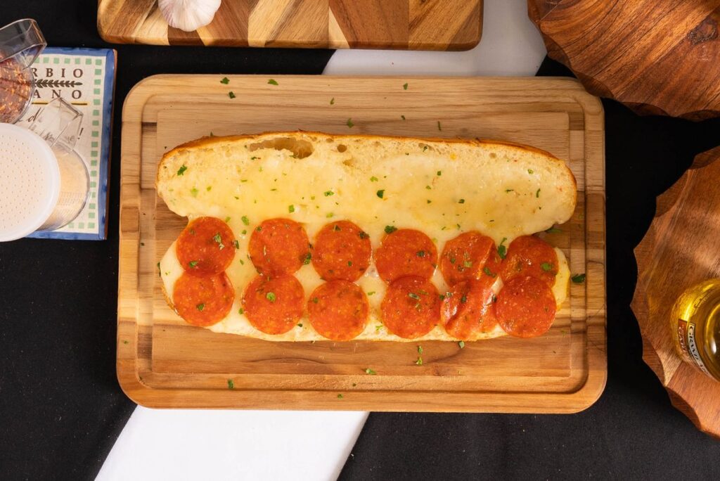 Garlic Bread with Pepperoni & Mozzarella